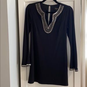 Bell sleeve tunic with hand beading